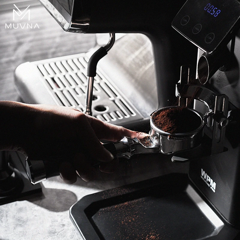 58mm Espresso Bottomless Portafilter 2 Ear - MUVNA Naked Portafilter with Double-layer Filter Basket Fits WPM Coffee Machines