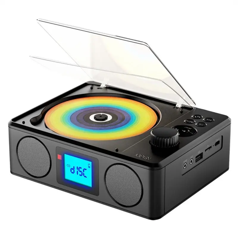 

Портативный CD-плеер T23C с беспроводным Bluetooth-динамиком, FM-радио 87.5-108 МГц, музыкальный плеер с будильником