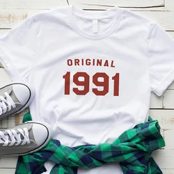 33rd Birthday Original 1991 T Shirt Women Causal Graphic Tees Cotton Short Sleeve Tumblr Tshirt  Tops Drop Shipping