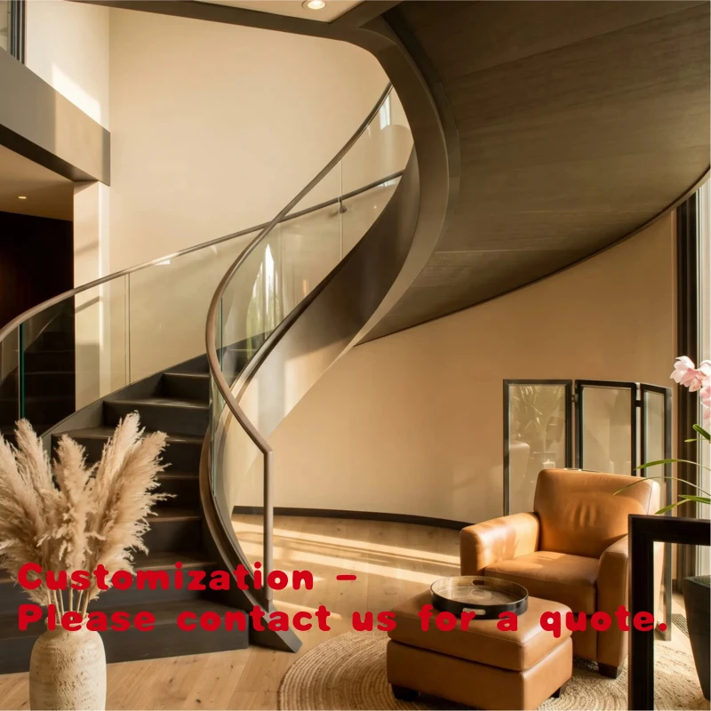 

custom.Bespoke Grand Curved Stairs with 1 to 1 Factory Preinstallation Zero Risk