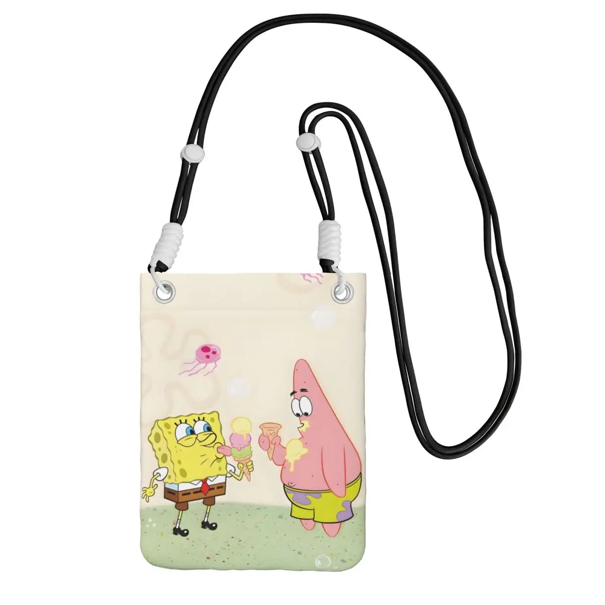 

Custom SpongeBobed Carry A Mobile Phone Bag Diagonally Men Women Cute Cartoon Shoulder Crossbody Bag Adjustable Length Travel