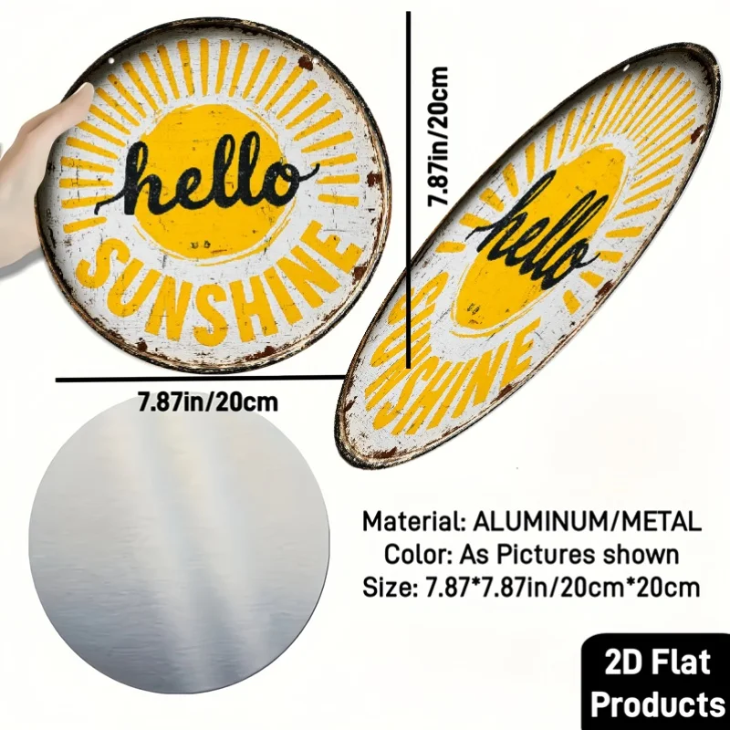 2D Flat - 2D Plane - a Single Decorative Sign Made of Metal, Measuring 20.32X20.32 cm, with a Circular Design, Containing The Ph