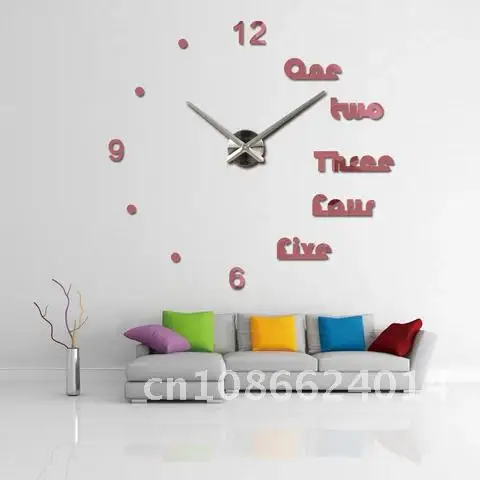 

2019 new design wall clock reloj de pared quartz watch large decorative diy clocks modern living room acrylic 3d stickers Letter