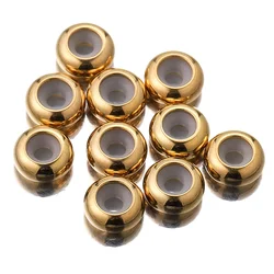 10pcs Gold Plated Stainless Steel European Round Stopper Clip Silicone Rubber Smooth Spacer Bead Fit Bracelet Bangle DIY Jewelry