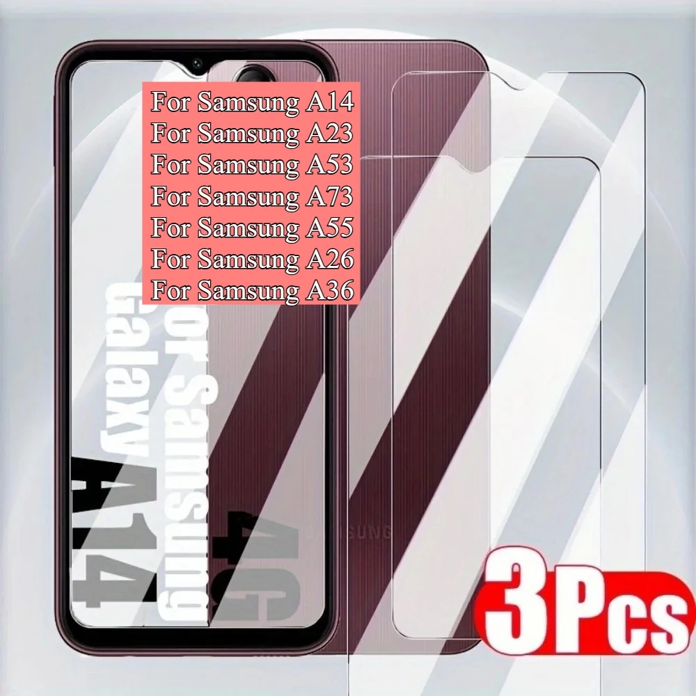 

3Pcs Full Cover Screen Protector for Samsung Galaxy M56 F56 A14 A24 A34 A54 A55 Tempered Glass For Samsung A13 A23 A53 A73 Glass