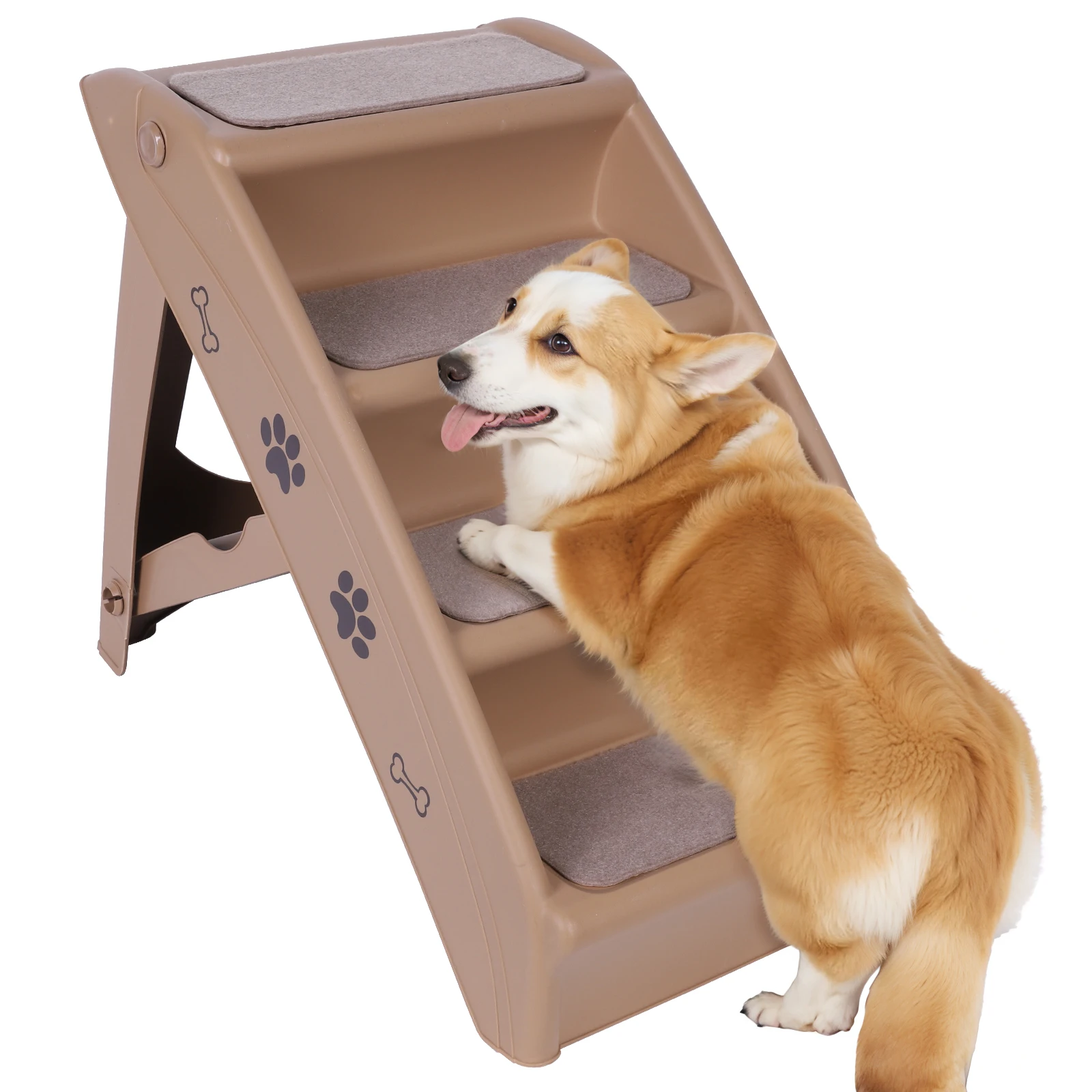 

4-Step Pet Dog Stairs Foldable Cat and Dog Steps Non-Slip Indoor Pet Steps Dog Stairs Ramp Pet Furniture for High Beds Sofa