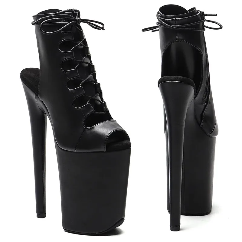 New 23CM/9inches Matte PU Upper Fashion trend Open toe Platform High Heels Pole Dance boot