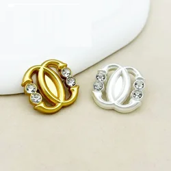 10PCS The new small perfume double circle-shaped diamond metal buttons coat sweater knitwear jacket placket decorative buttons