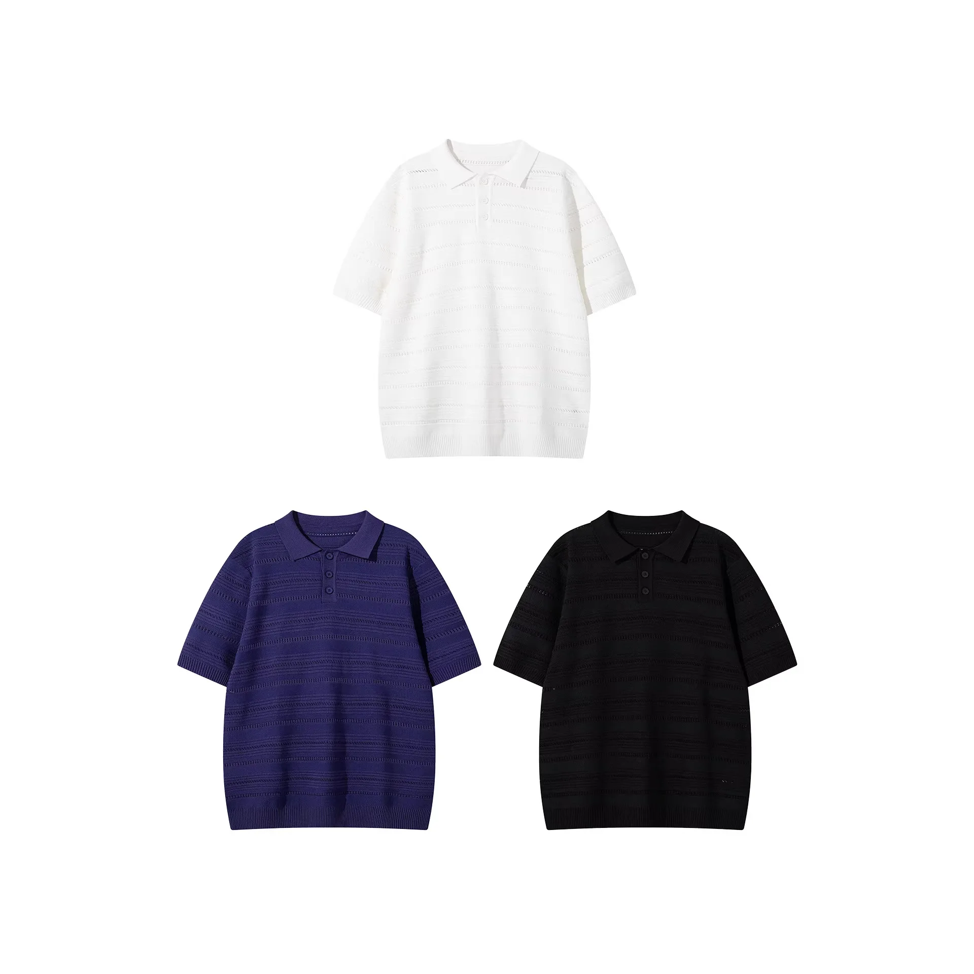 Knitted Short-sleeved Polo Shirt 2026 Summer New Retro Old Money Style Casual T-shirt