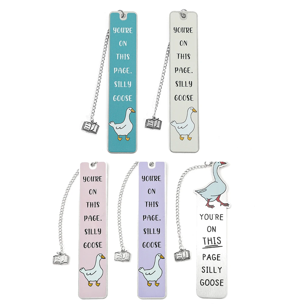 You're on This Page Silly Goose Bookmark, Colorful Animal Stainless Steel Pendant Bookmarks,Bookmark gifts for animal enthusiast