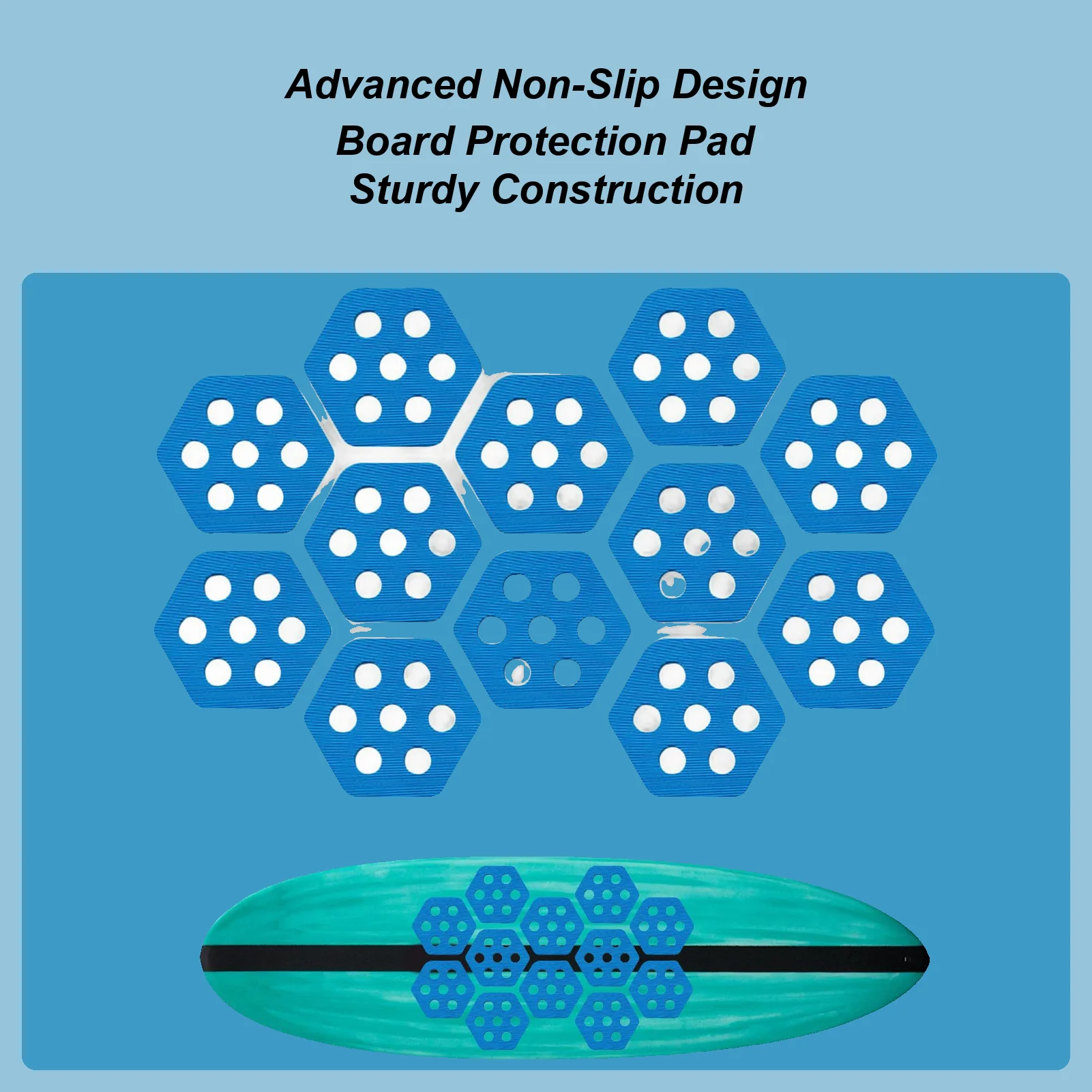 

Surf Traction Pad Hexagon 12 Pieces Paddle Board Deck Pads Water Sports Accessories For Fishing Sea Outdoor Beach Pool Summer