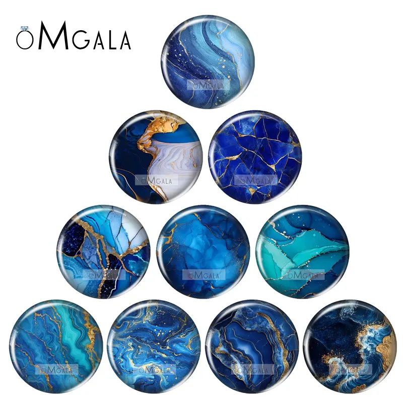 Blue Imitation Stone Texture Patterns 12mm/16mm/18mm/25mm Round photo glass cabochon demo flat back Making findings