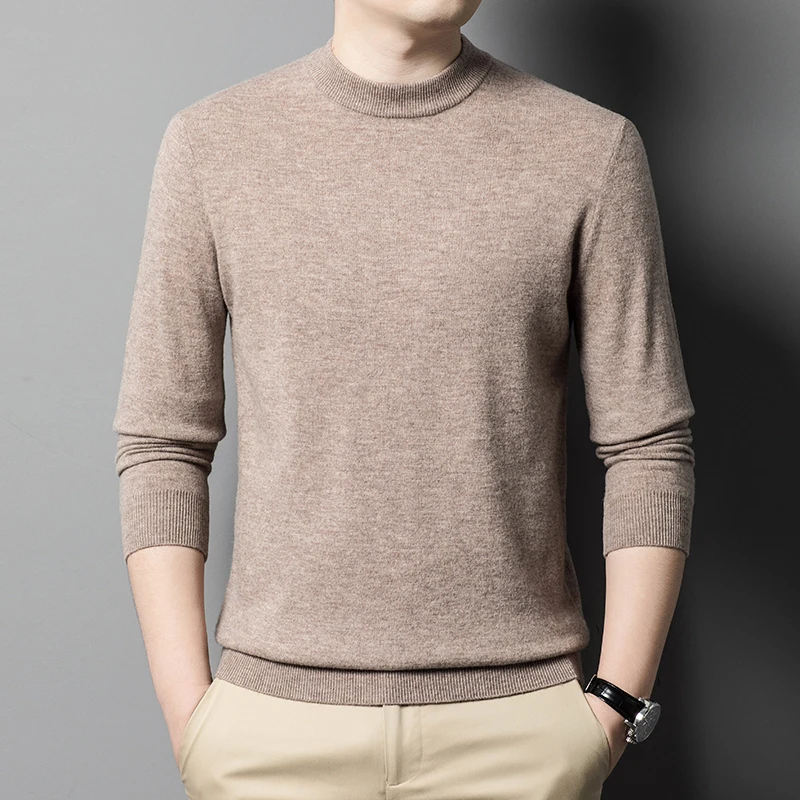 100% Sheep Wool Mens Clothing Autumn Winter Casual O-Neck Basic Sweater Male Long Sleeve Jumper Cashmere Wool Sweater Pullovers