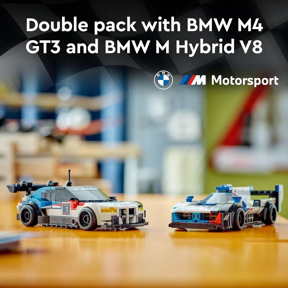 LEGO Super Race - 76922 BMW M4GT3 and BMW MHybridV8 Racing Creative Building Block Toy Set, Room Decoration