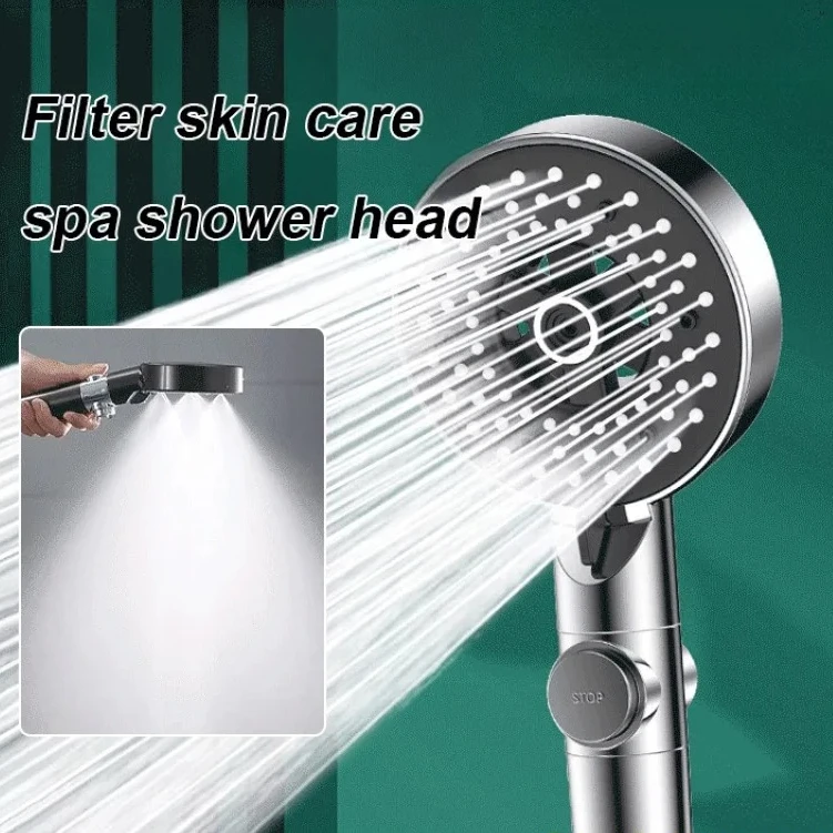 

Luxury High Pressure Shower Head with Filter Chlorine Removal Spa Purifier Handheld Spray Lotus Design Bathroom Showerhead