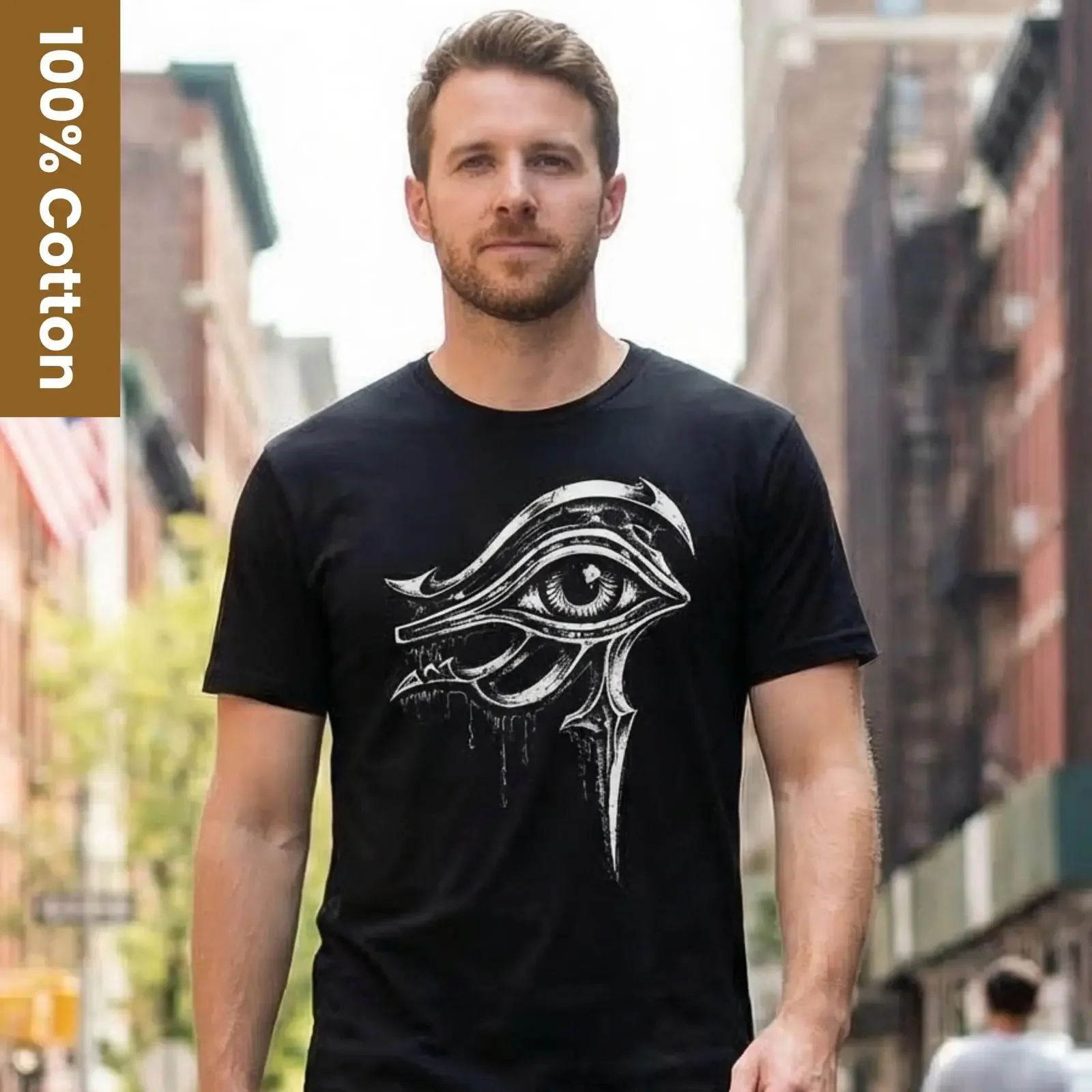 Gothic Eye of Horus Symbol T Shirt vintage Washed Versatile fashion Comfortable Stylish Stretched Top For Everyday Wear graphic