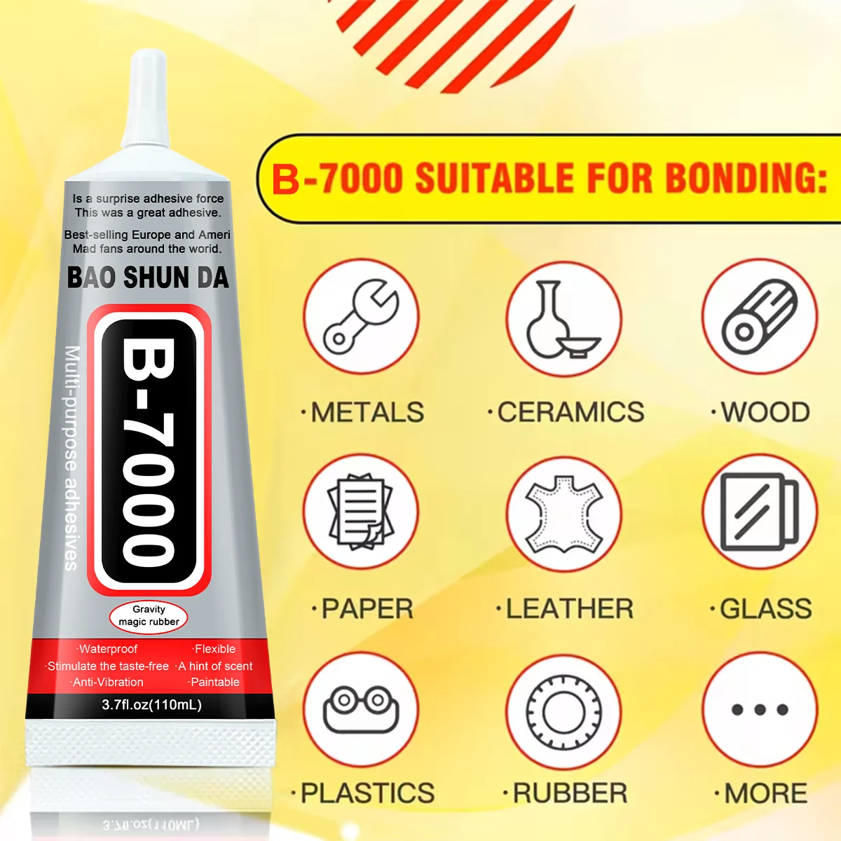 Colla adesiva nera T7000 da 15/50/110 ml per la riparazione del telefono, super colla multiuso trasparente fai da te B7000 con punta per applicatore di precisione