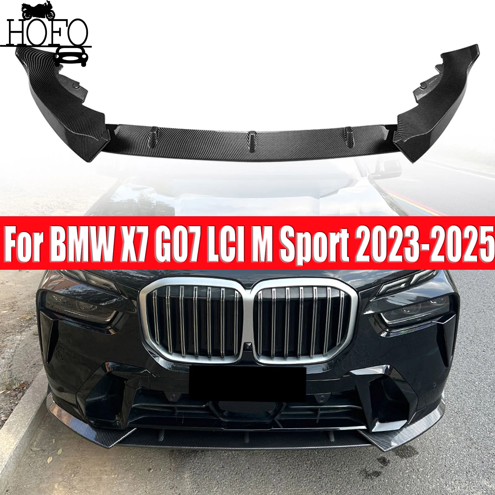 

For BMW X7 G07 LCI M Sport 2023-2025 Car Front Bumper Spoiler Lip Lower Lip Protection Plate Racing Style Splitter Body Kit