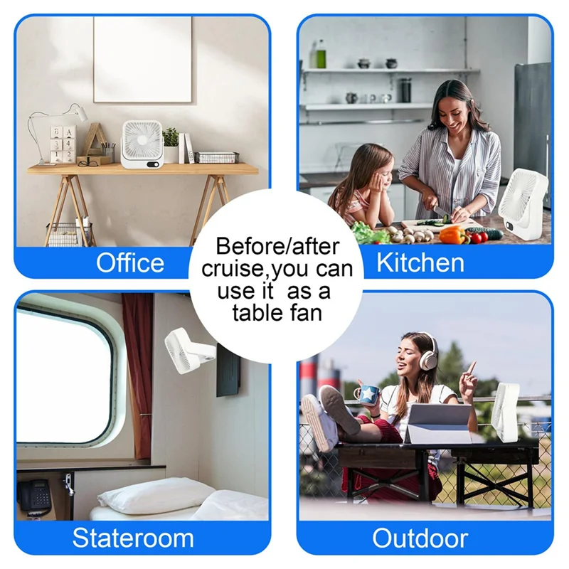 TTKK-للسفر مروحة مغناطيسية محمولة لسفينة كروز مع بطارية USB قابلة لإعادة الشحن بقدرة 5000 مللي أمبير في الساعة - مكتب العمل والمطبخ وغرفة القيادة Wh