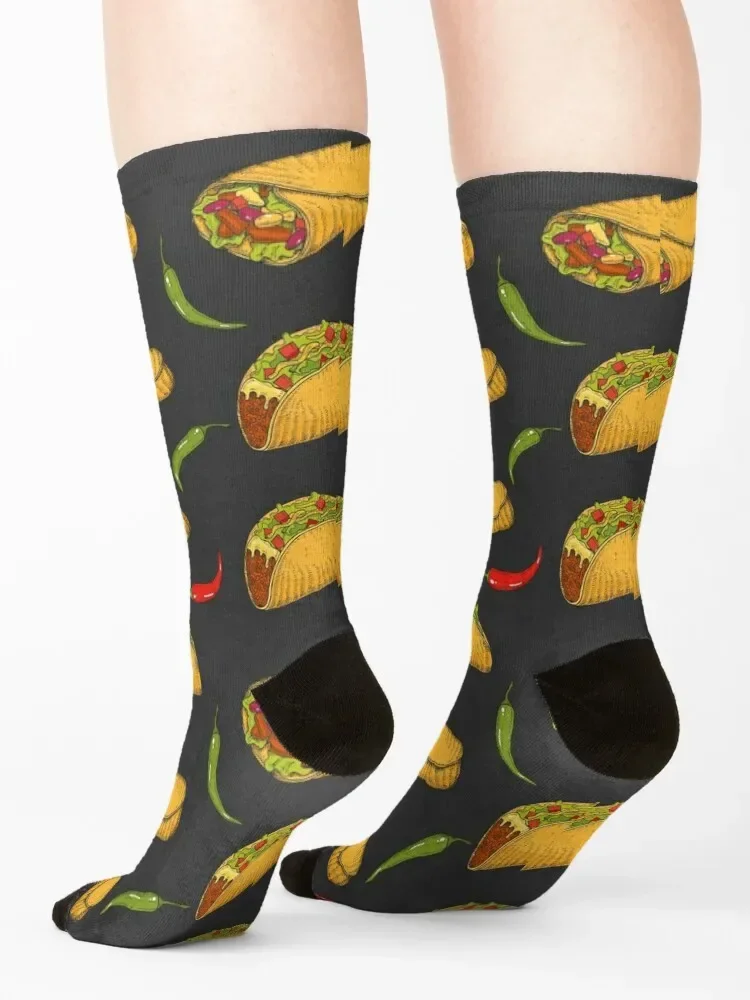 Tacos & Burritos Mexican food Socks floral sports stockings summer valentine gift ideas Man Socks Women's