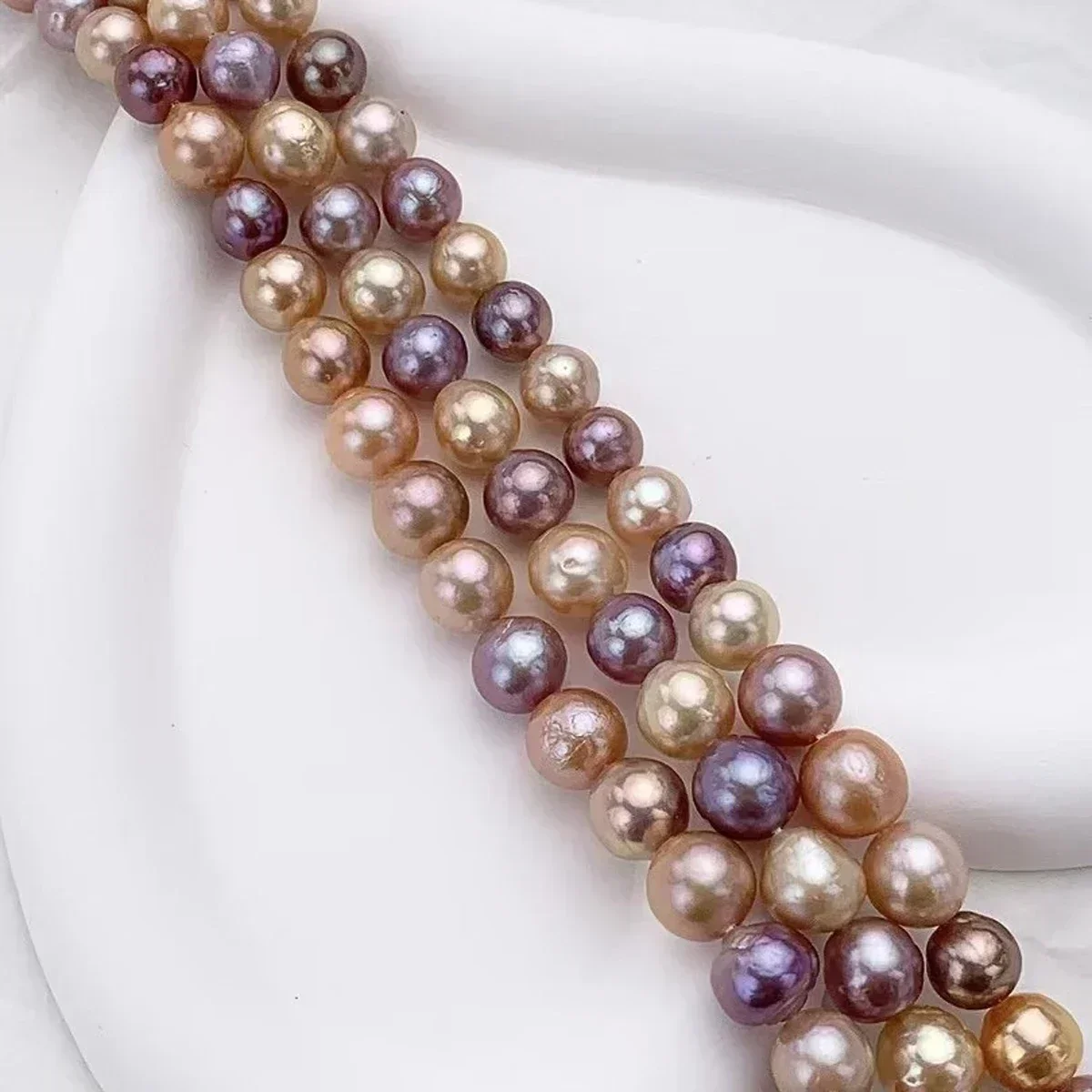

9-11mm6A+ Natural Freshwater Round Barrel Leather Edison Texture Pearl Women Bead Jewelry MakeDIY Necklace Bracelet Accessories
