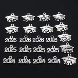 50pcs 9x14mm Year Number 2024 2025 2026 Pendant Charms DIY Jewelry Making Jewelry Finding Antique Silver Plated Accessories