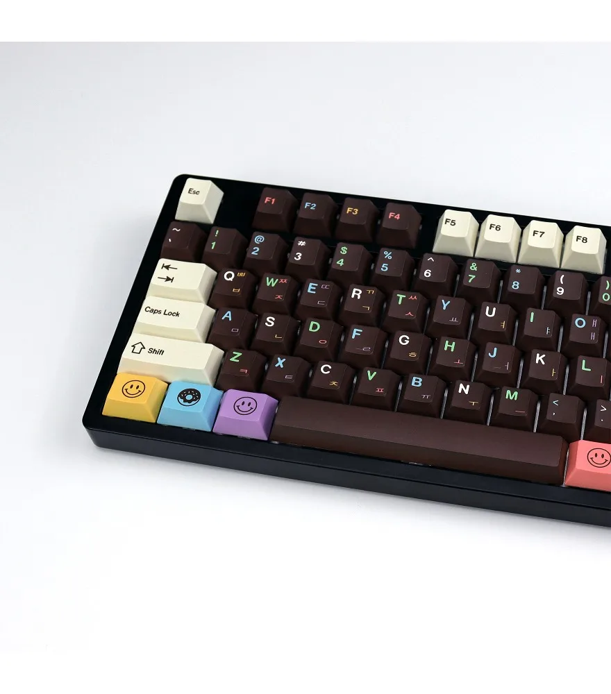 Donut Keycaps Korean 143 Keys Original Height PBT Boxed Dessert Brown Hot Sublimation Customized Keycaps