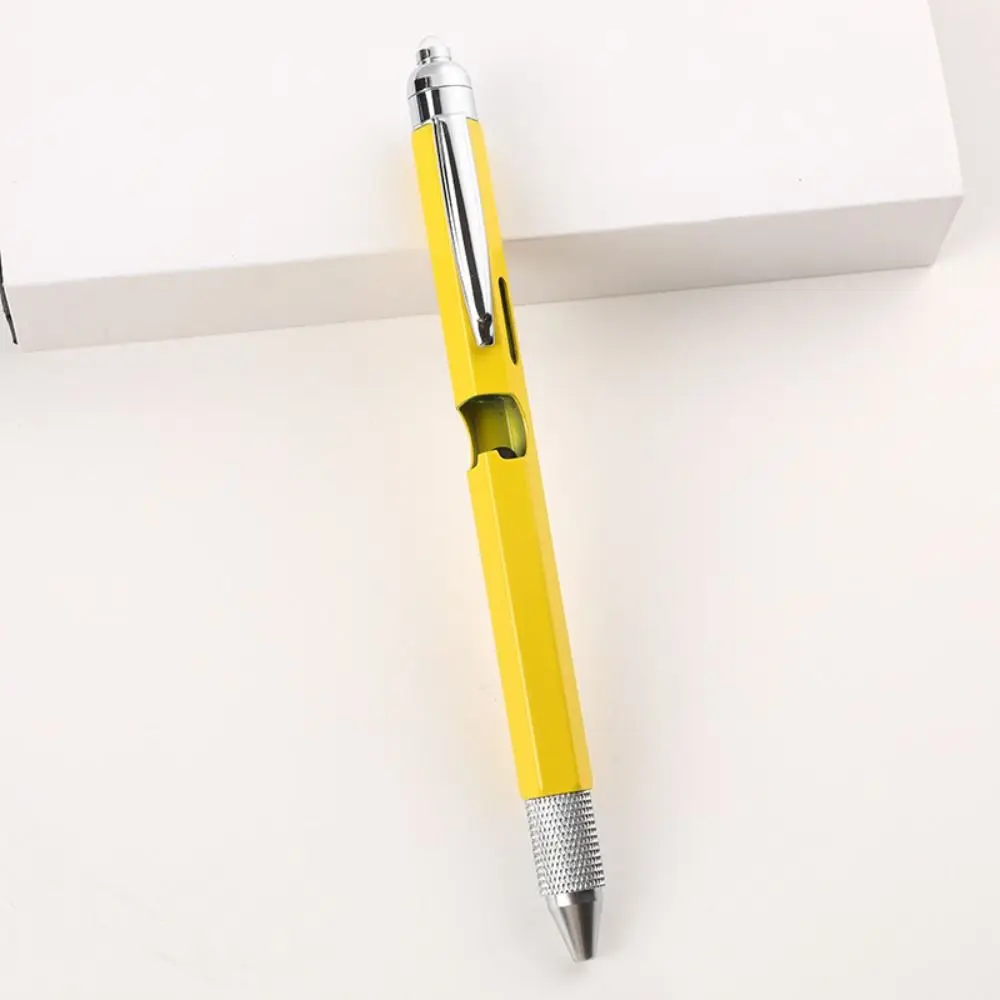 Metal Multi Tool Pen 9-in-1 With LED Light Spirit Level Screwdriver Ruler Ballpoint Pen Capacitive Pen Outdoor Tool Pen