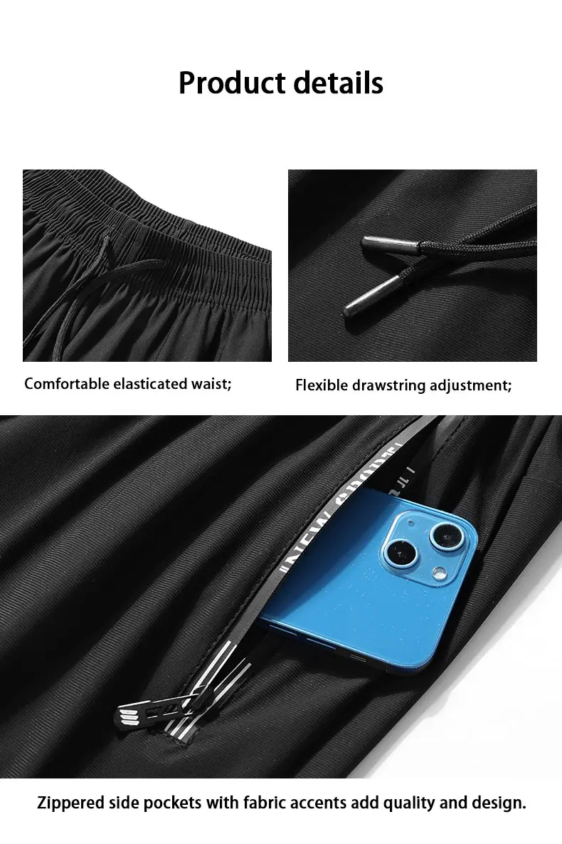 Laufhose Reißverschluss Schnell Trocknend Sommer Angeln Outdoor Jogging Jogginghose Männer Fitness Hose Training Sport Lange Hose Workout – Detail 7