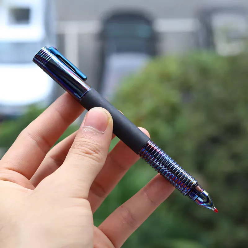 Twist Mechanism Gel Pen, Carbon Fiber & Mokume Gane Pattern Handle with Titanium Clip, Executive Gift and EDC Collection