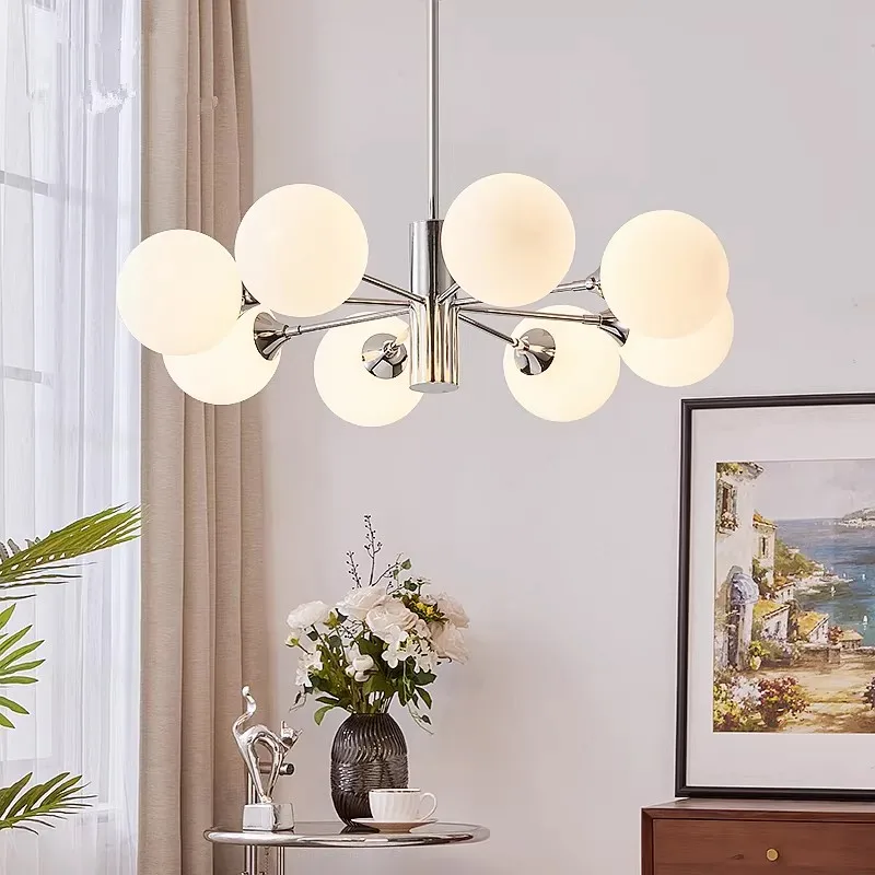 2026 Nordic Designer Multi Head Glass Led Chandelier For Bedroom Living Room Dining Room Decoration Lighting Fixtures Hanging Li