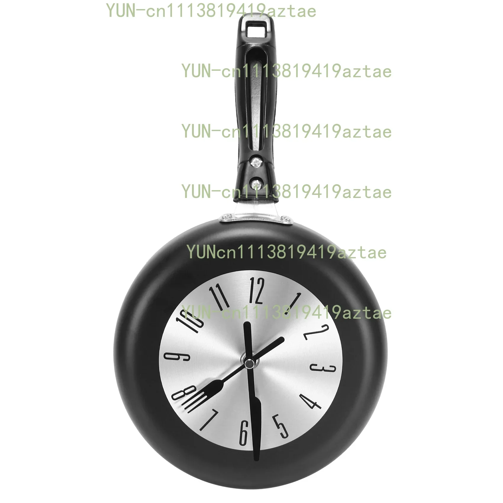 8 Inch Frying Pan Shaped Metal Wall Clock Black Kitchen Themed Decor Clock