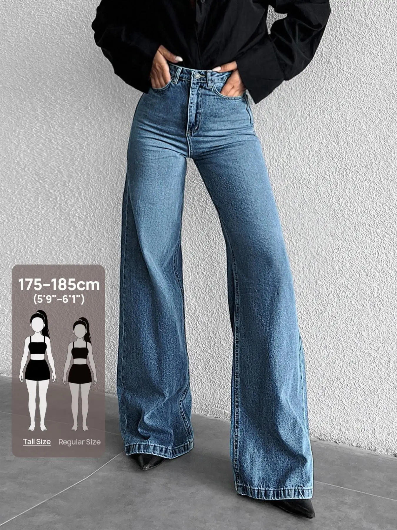 High Waist Wide Leg Jeans for Tall Women, Long Jean Pants for 175-185cm, Comfortable and Stylish Denim Bottoms for Everyday Wear