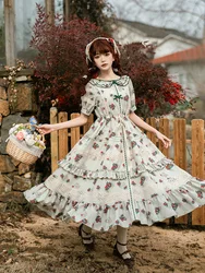 With Puji Ph Rural Style Double Layered Collar Large Hem Dress Lolitacos Sweet Loli Tea Party Casual Daily Clothing