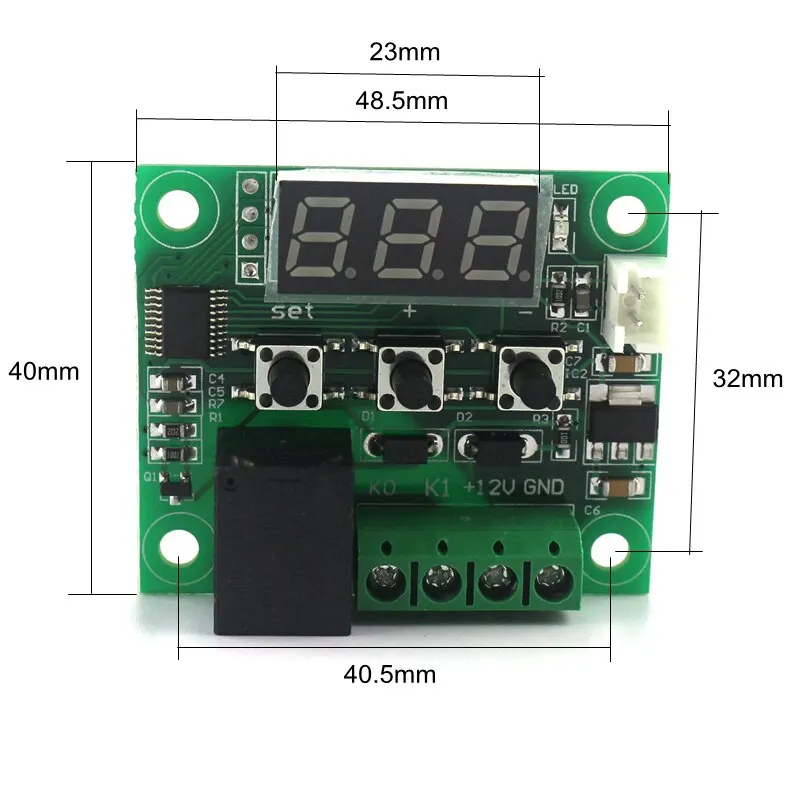 W1209 DC 12V Heat Cool Digital Thermostat Temperature Controller Miniature Thermostat Temperature Control Switch Panel