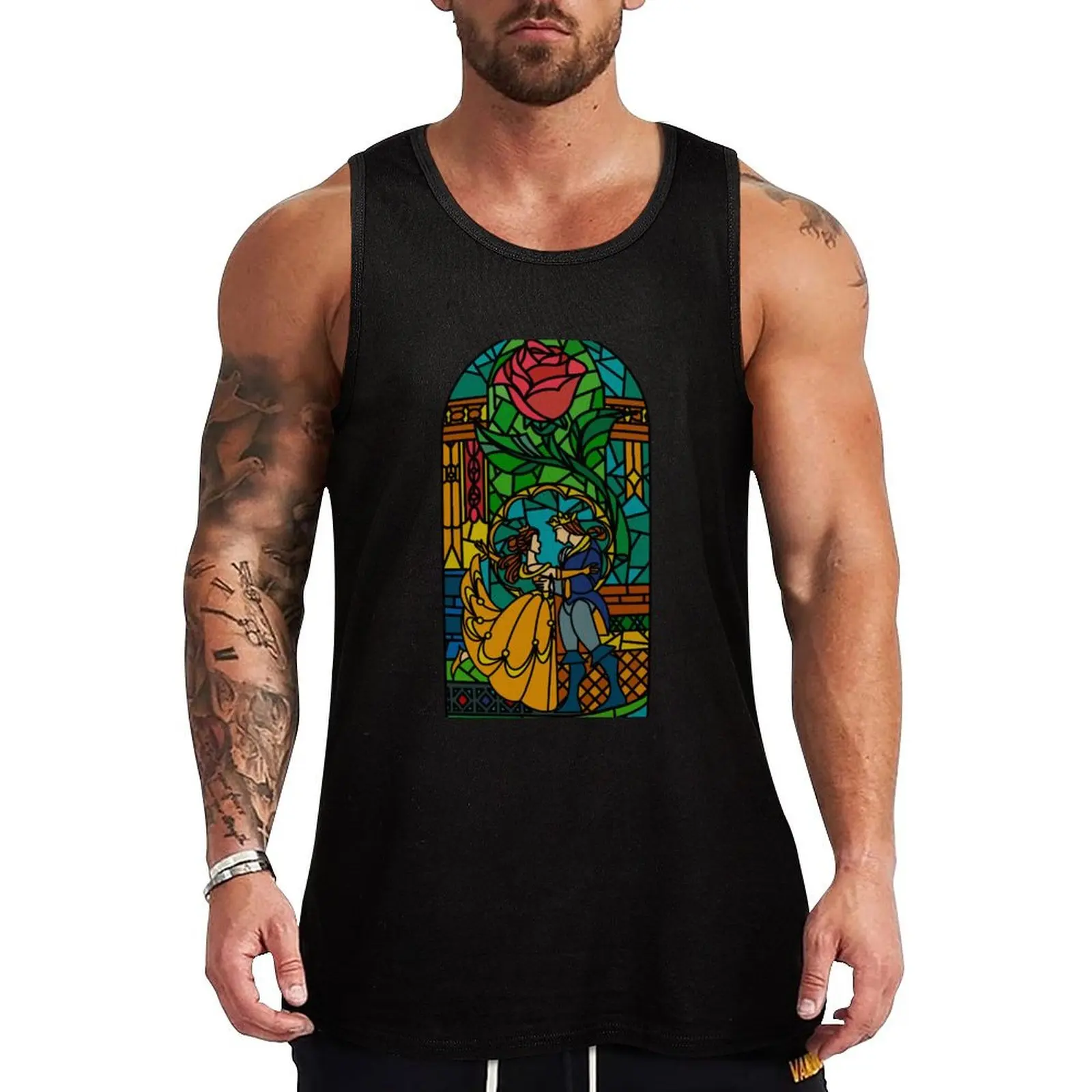 Beautiful and Beastly Stained Glass Window Tank Top Essential Tank Top Cotton Casual Sleeveless Undershirt