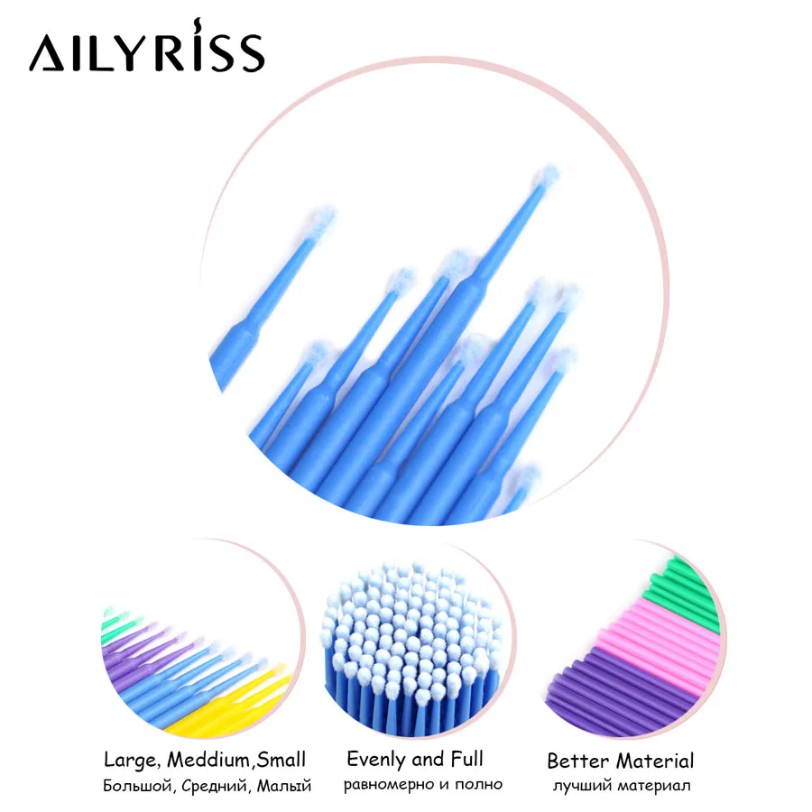 500 قطعة/الوحدة المتاح قضيب مايكرو فرش ل رمش تمديد لاش تنظيف فرش الشفاه فرشاة العصي أدوات ماكياج