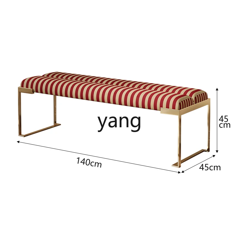 

LXL Light Luxury Bedroom Living Room Bed End Stool Modern Living Room Simple Stainless Steel Shoe Changing Stool Stripes