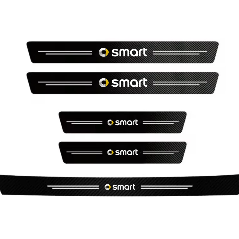 1/4/5Pcs Carbon Faser Auto Tür Schwelle Platte Aufkleber Für Smart Fortwo Forfour 451 453 450 45 Roadster Coupe Cabrio Crossblade