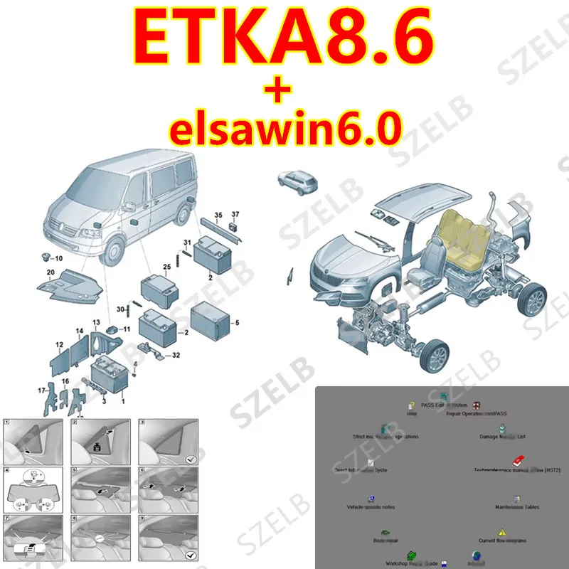 

Etka 8.6 с программным обеспечением Elsawin 6.0 Новейшее программное обеспечение для ремонта Групповые транспортные средства Каталог электронных запчастей для A-udi для V-W A