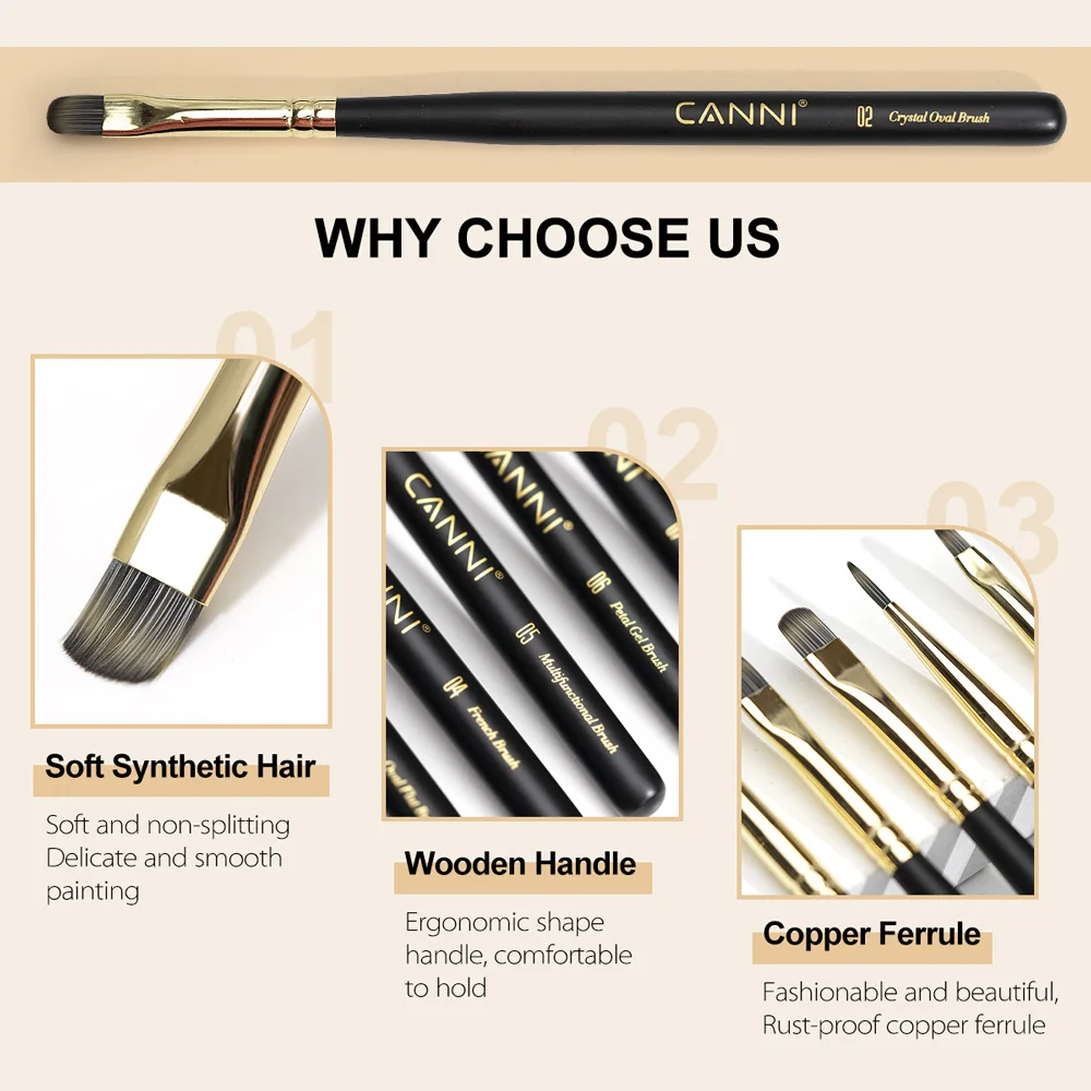 CANNI Nagelstift, professionelle Nagel-Maniküre-Werkzeuge, Farbverlaufs-Malstift, hochwertiger Liner-Pinsel, französischer Gel-Nageldesign-Pinsel – Detail 6
