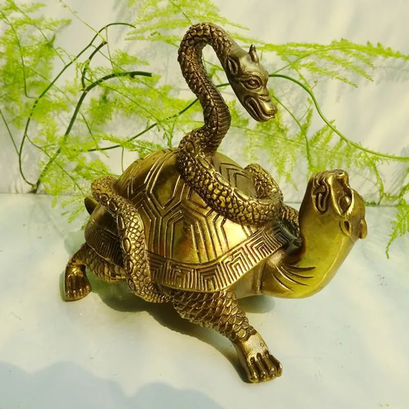 

Brass Snake Turtle Xuanwu Snake Wrapped Dragon Turtle Decoration Brass Home Office Brass Special