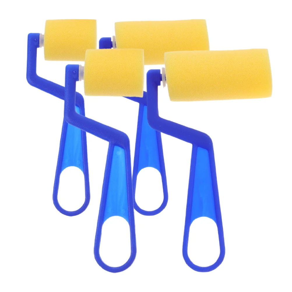 مجموعة فرش إسفنجية للرسم من 4 قطع، أدوات أطفال للأطفال، فرش بلاستيكية