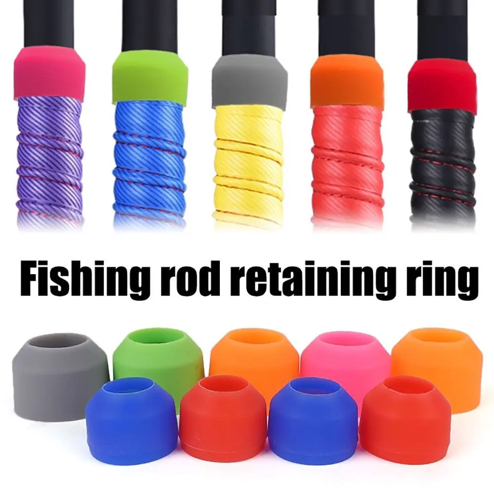 100Pcs Silicone Fishing Rod Fixed Ring Color Random Anti-skid Fishing Rod Stopper Fishing Gear Handle Protective Case