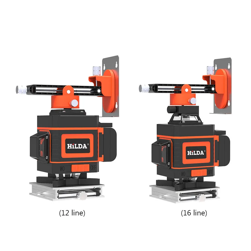 HILDA 3°/4D Laser Level 16/12 Lines Self-Leveling 360 Horizontal And Vertical Cross Super Powerful Green Laser Beam Line