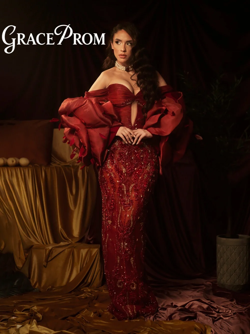 Requintado borgonha vestido de noite 2026 sexy fora do ombro tapete vestido elegante frisado uma linha até o chão vestido de festa فسات