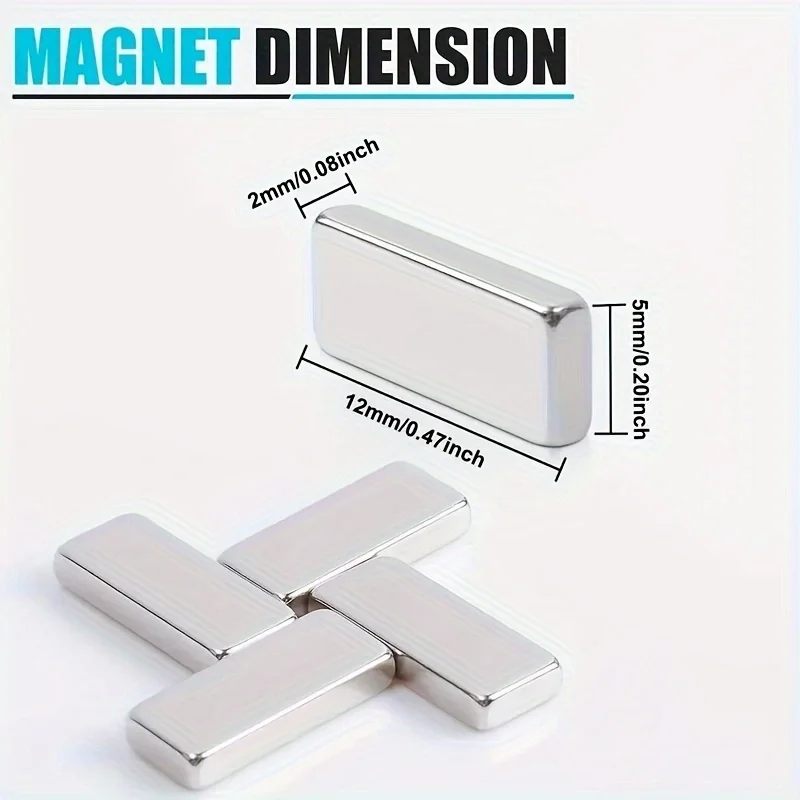 مغناطيس 12 × 5 × 2 (100 قطعة) لتخزين المكاتب والأدوات، مغناطيس التخزين، مغناطيس الخريطة، مغناطيس إغلاق الدرج #3