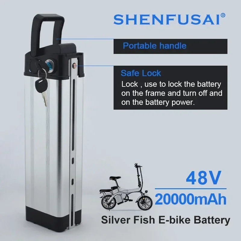 

Новый аккумулятор для электрического велосипеда Silver Fish 2025 36 В 48 В 20 Ач BMS 350 Вт, 500 Вт, 750 Вт + зарядное устройство