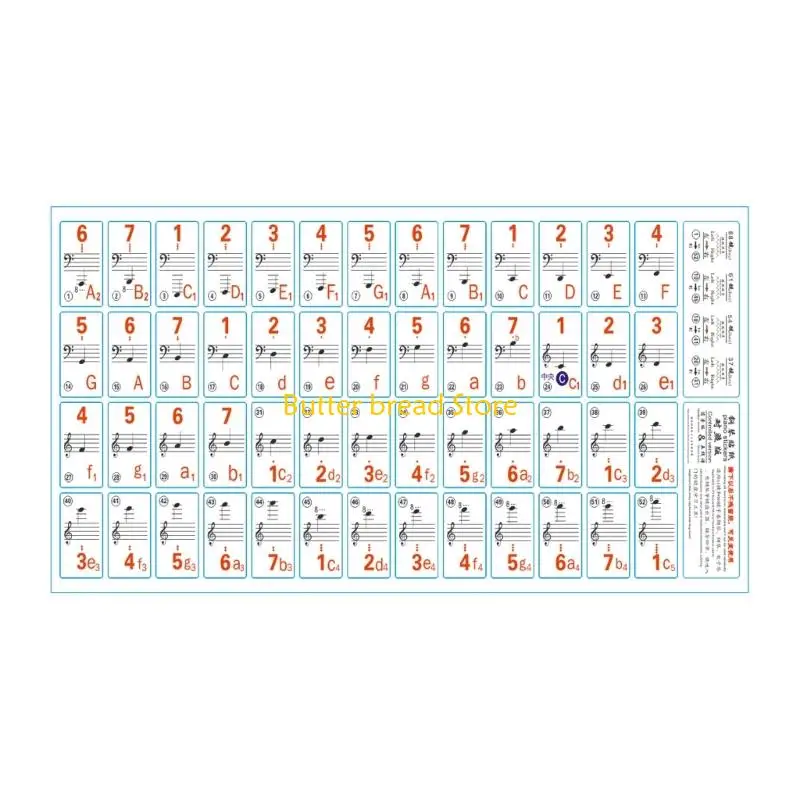 W89C piano toetsenbordstickers verwijderbaar 88/61/54/49/37 sleutels piano sleutellabels notes