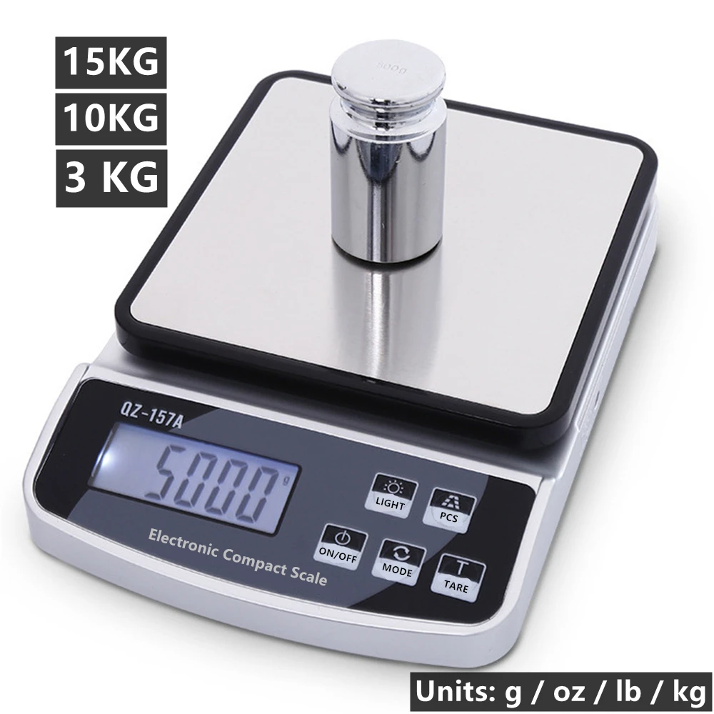 

15kg/10kg/3kg Electronic Scale with Calibration Kitchen Coffee Scale USB Charge Precision Digital Food Scale Units g/oz/kg/lb